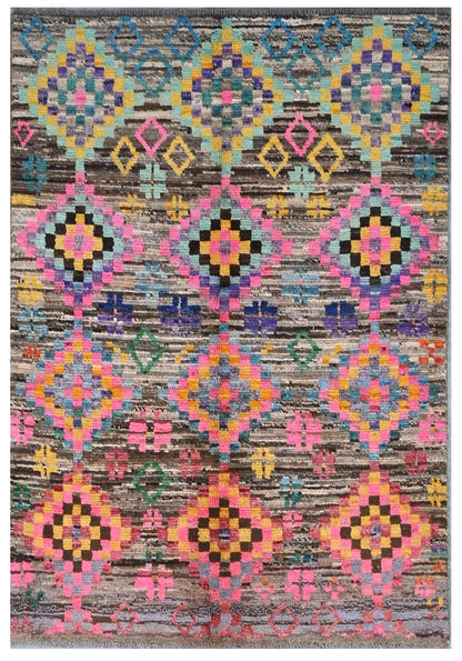 Taimany - Multicolor Tribal Wool Rug - Hand-Knotted 118x96cm