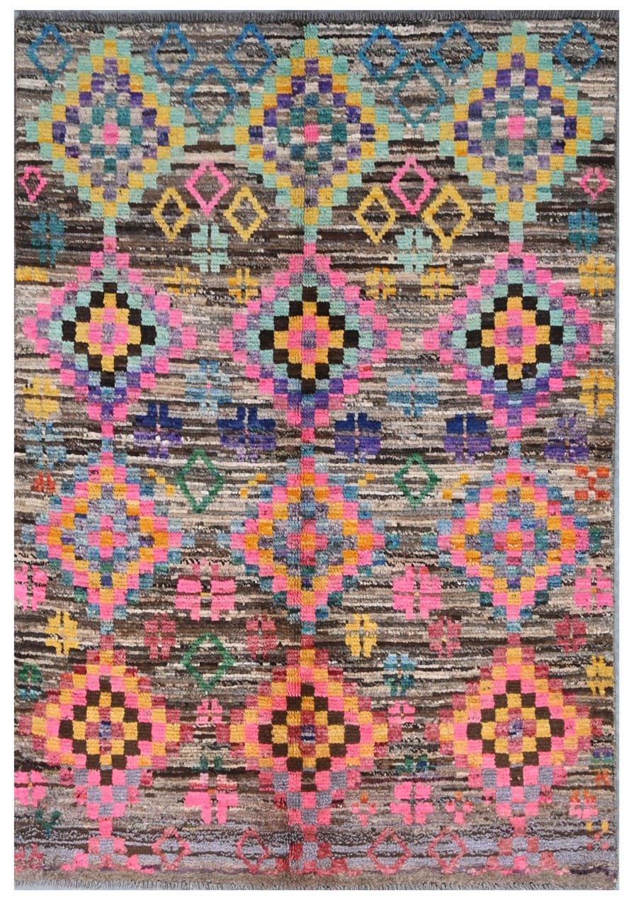 Taimany - Multicolor Tribal Wool Rug - Hand-Knotted 118x96cm