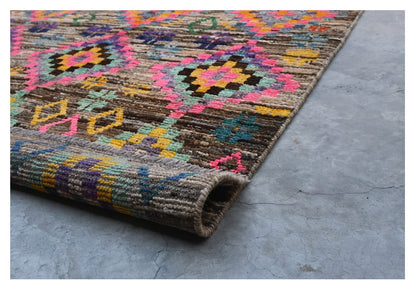 Taimany - Multicolor Tribal Wool Rug - Hand-Knotted 118x96cm