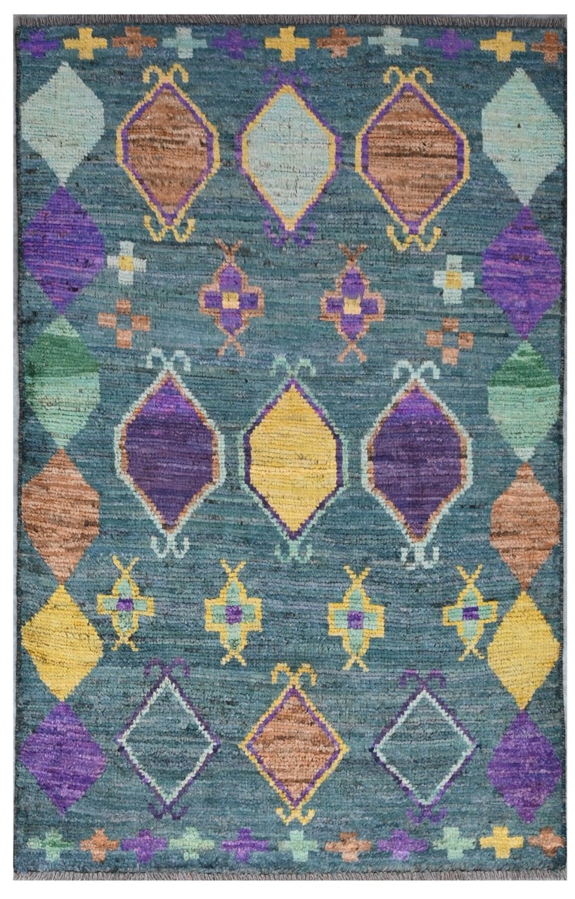 Taimany - Multicolor Tribal Wool Rug - Hand-Knotted 140x85cm