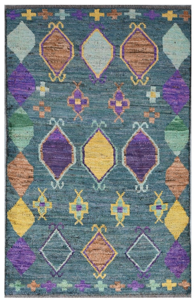 Taimany - Tappeto Tribale in Lana Multicolore - Fatto a Mano 140x85cm