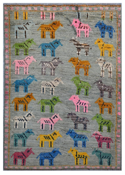 Taimany - Multicolor Tribal Wool Rug - Hand-Knotted 141x96cm