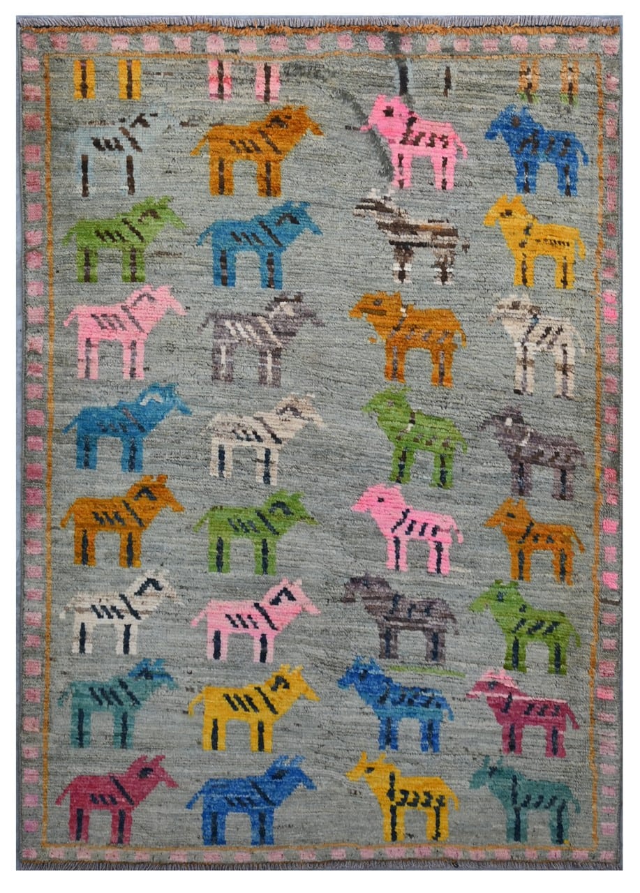 Taimany - Multicolor Tribal Wool Rug - Hand-Knotted 141x96cm