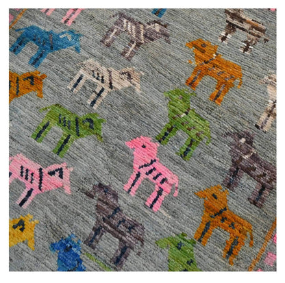 Taimany - Multicolor Tribal Wool Rug - Hand-Knotted 141x96cm