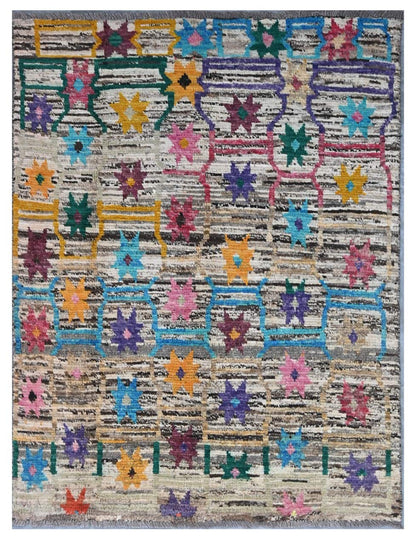 Taimany - Multicolor Tribal Wool Rug - Hand-Knotted 132x100cm