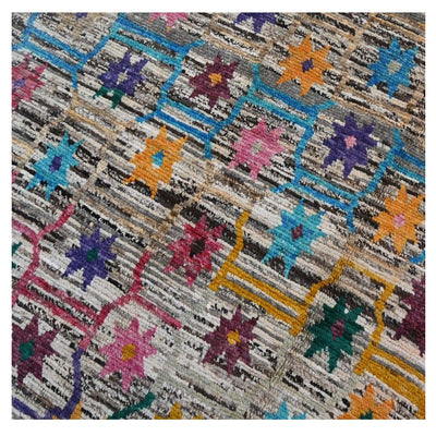 Taimany - Tappeto Tribale in Lana Multicolore - Fatto a Mano 132x100cm