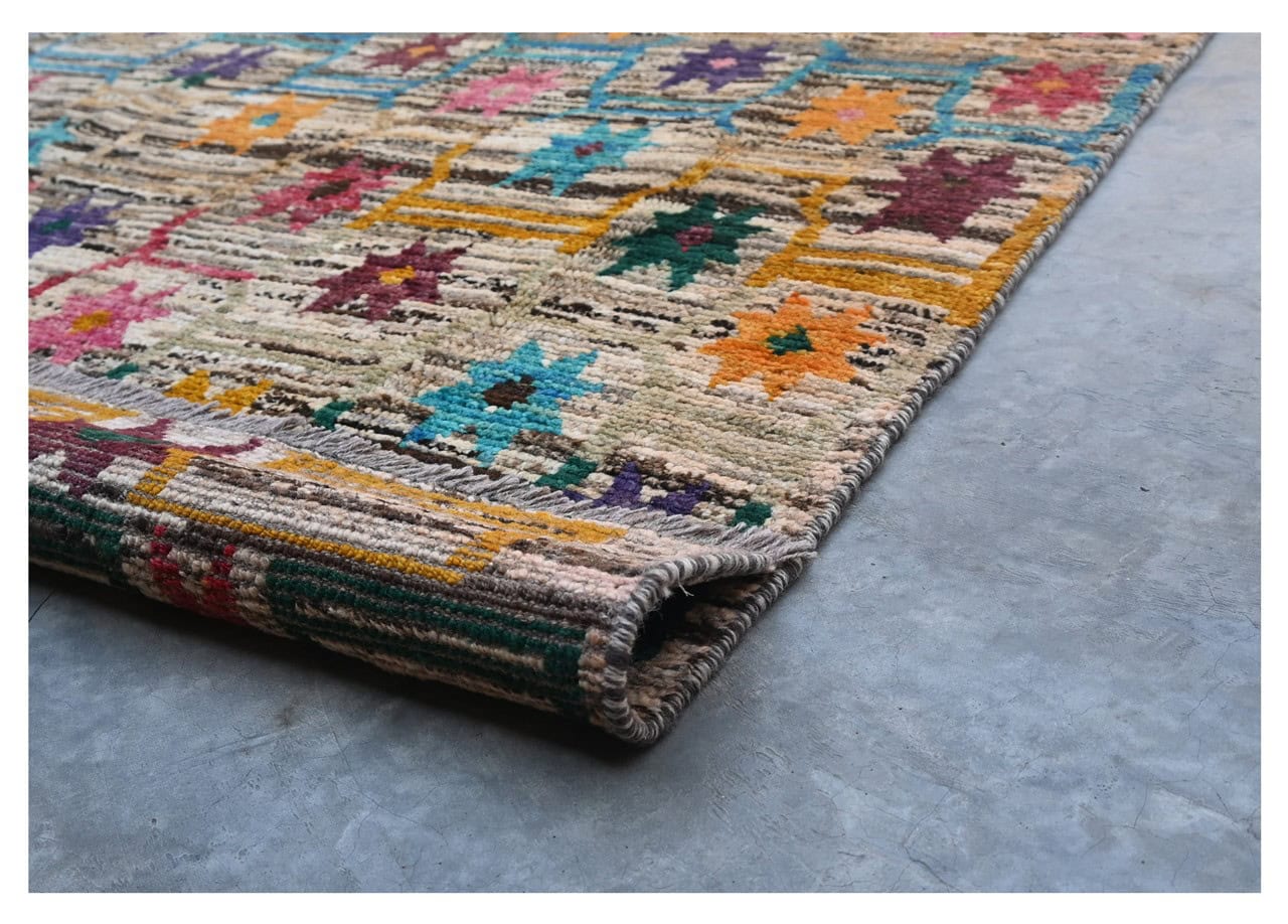 Taimany - Multicolor Tribal Wool Rug - Hand-Knotted 132x100cm