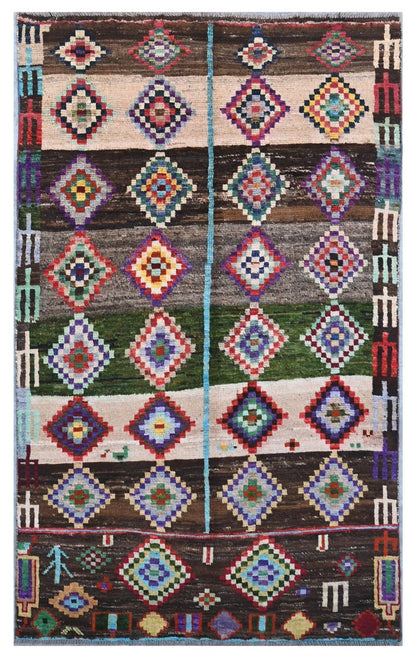 Taimany - Multicolor Tribal Wool Rug - Hand-Knotted 184x110cm