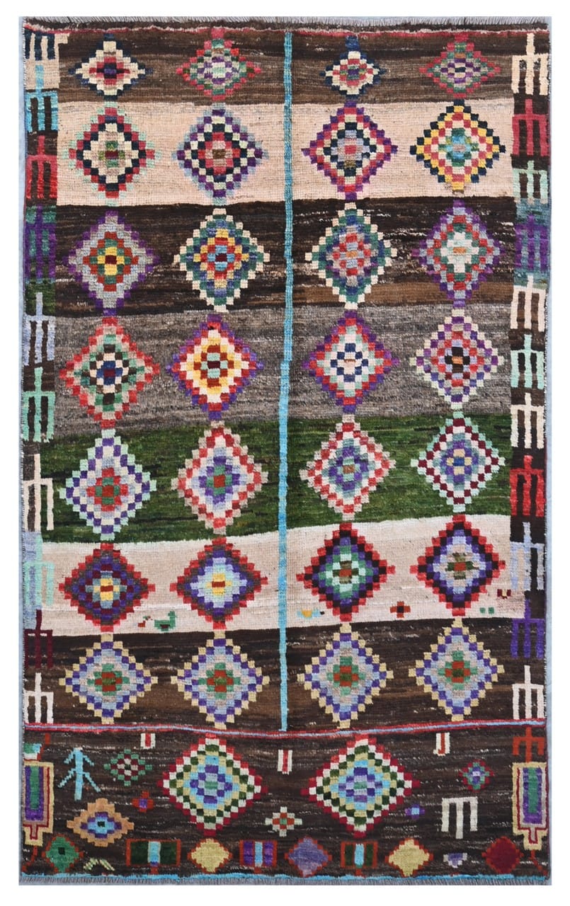 Taimany - Multicolor Tribal Wool Rug - Hand-Knotted 184x110cm