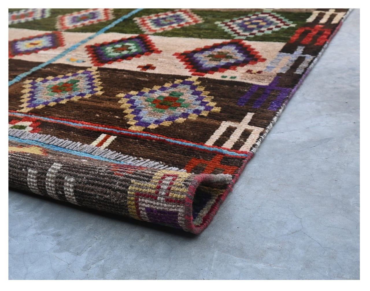 Taimany - Multicolor Tribal Wool Rug - Hand-Knotted 184x110cm