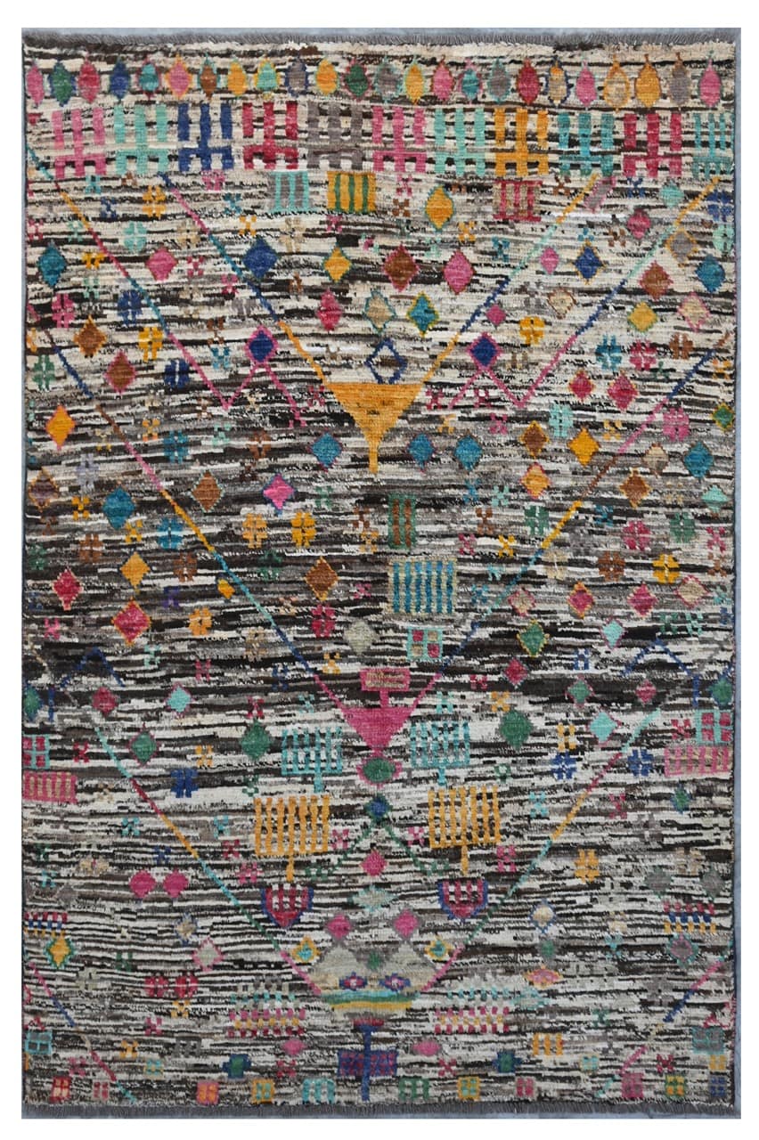 Taimany - Multicolor Tribal Wool Rug - Hand-Knotted 189x122cm