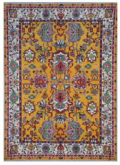 Tappeto Kazak Classico, Giallo, fatto a mano, 239x170cm - CarpetLiving