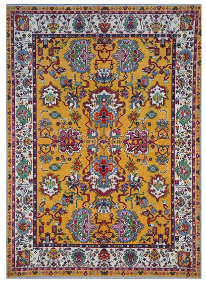 Classic Kazak carpet, Yellow, handmade, 239x170cm
