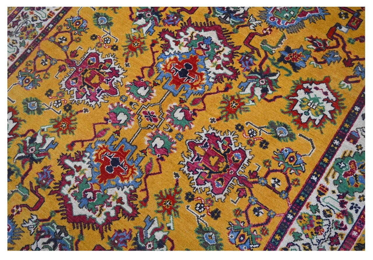 Classic Kazak carpet, Yellow, handmade, 239x170cm