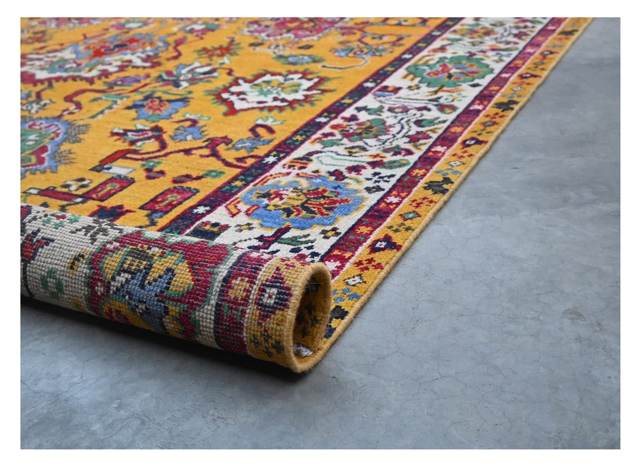 Classic Kazak carpet, Yellow, handmade, 239x170cm