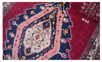 Tappeto Kazak Classico, Rosso bordeaux, fatto a mano, 242x170cm - CarpetLiving