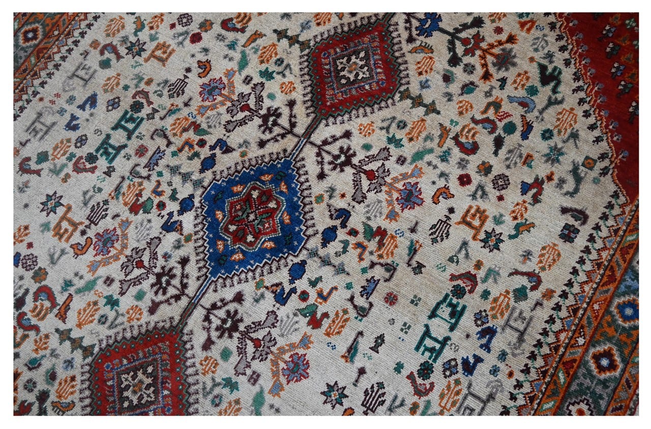 Classic Kazak carpet, Red White, handmade, 243x167cm
