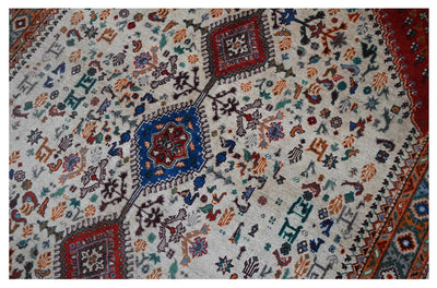 Tappeto Kazak Classico, Rosso Bianco, fatto a mano, 243x167cm - CarpetLiving