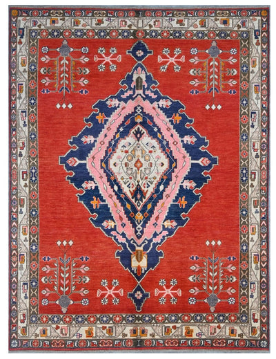 Tappeto Kazak Classico, Rosso Blu, fatto a mano, 231x169cm - CarpetLiving