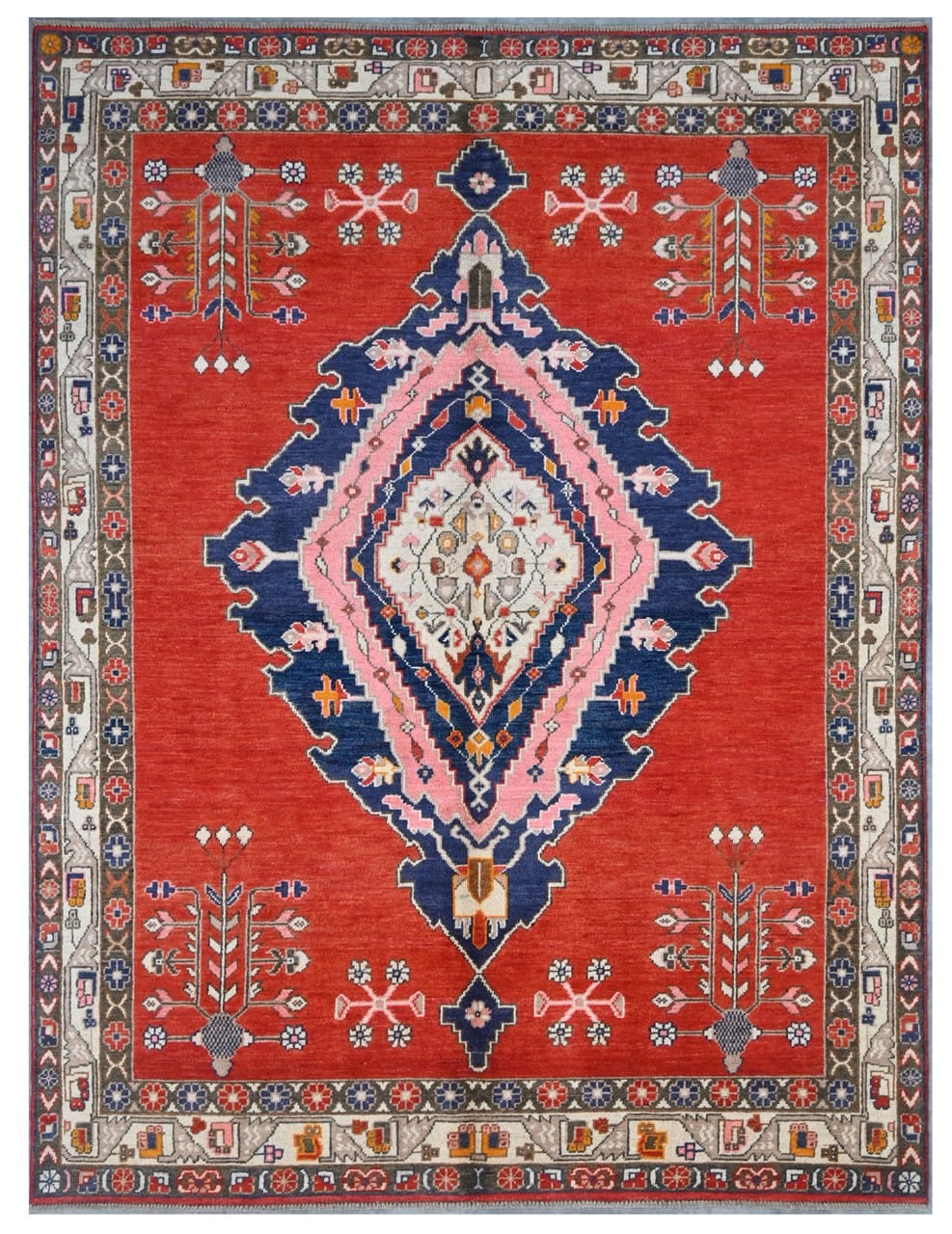 Tappeto Kazak Classico, Rosso Blu, fatto a mano, 231x169cm