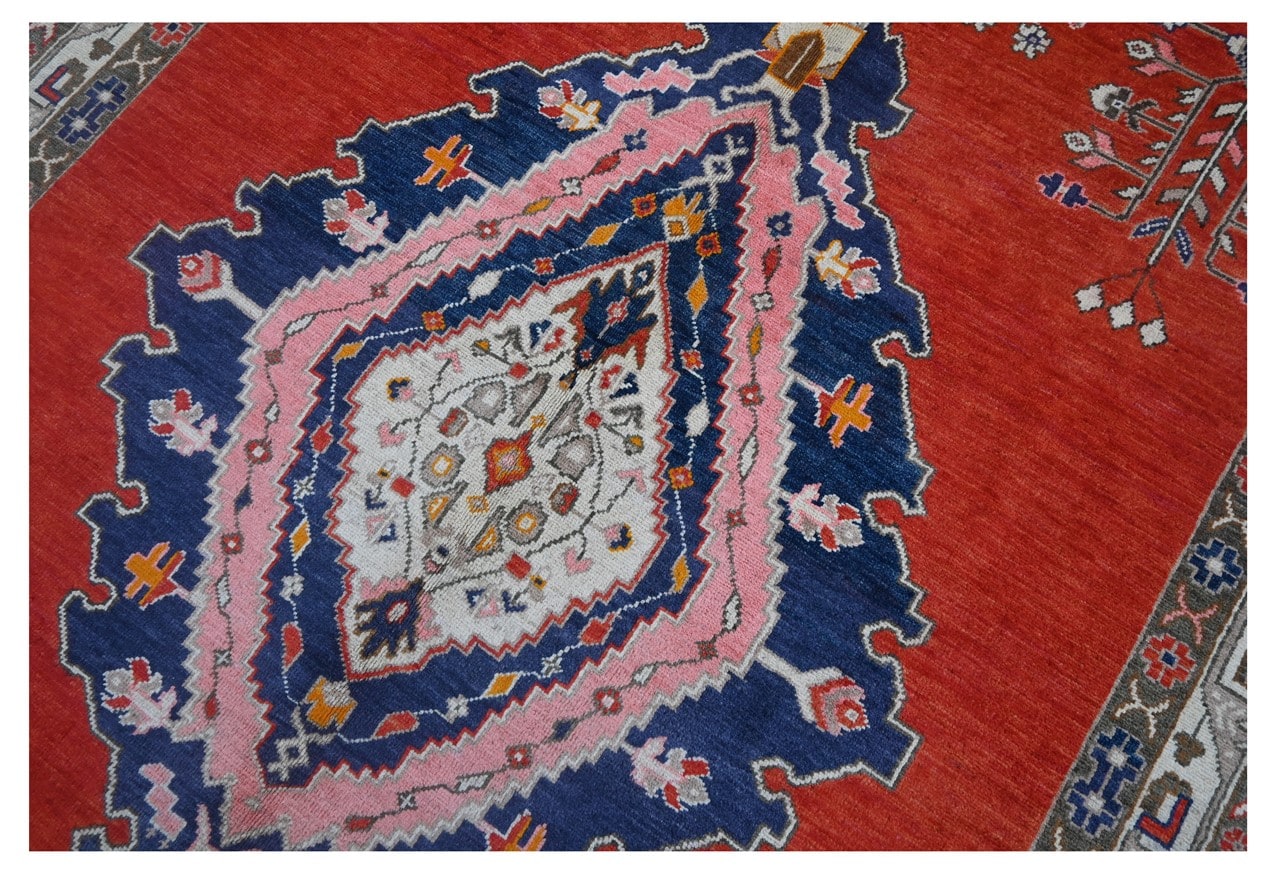 Tappeto Kazak Classico, Rosso Blu, fatto a mano, 231x169cm