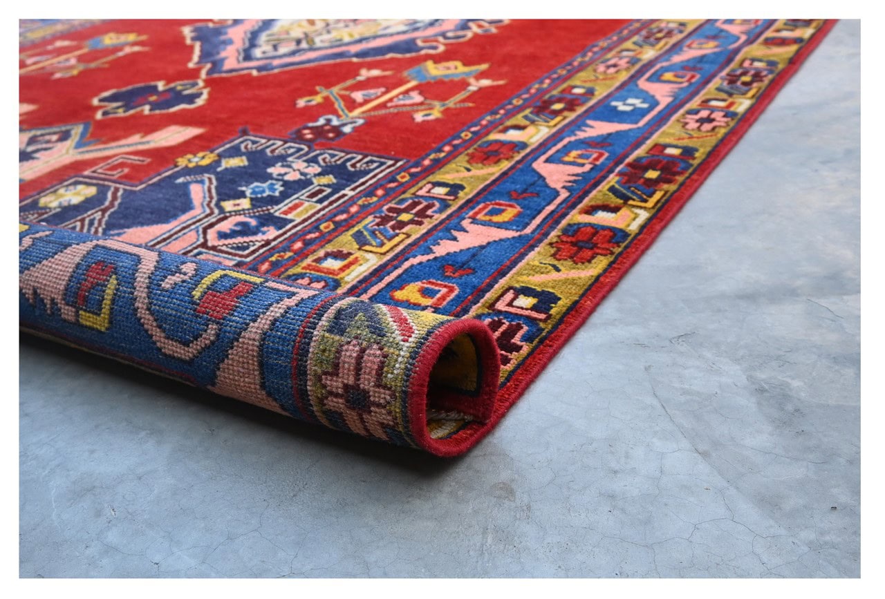 Classic Kazak carpet, Red Blue, handmade, 251x170cm