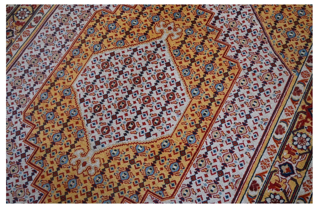 Classic Kazak carpet, Yellow, handmade, 241x172cm