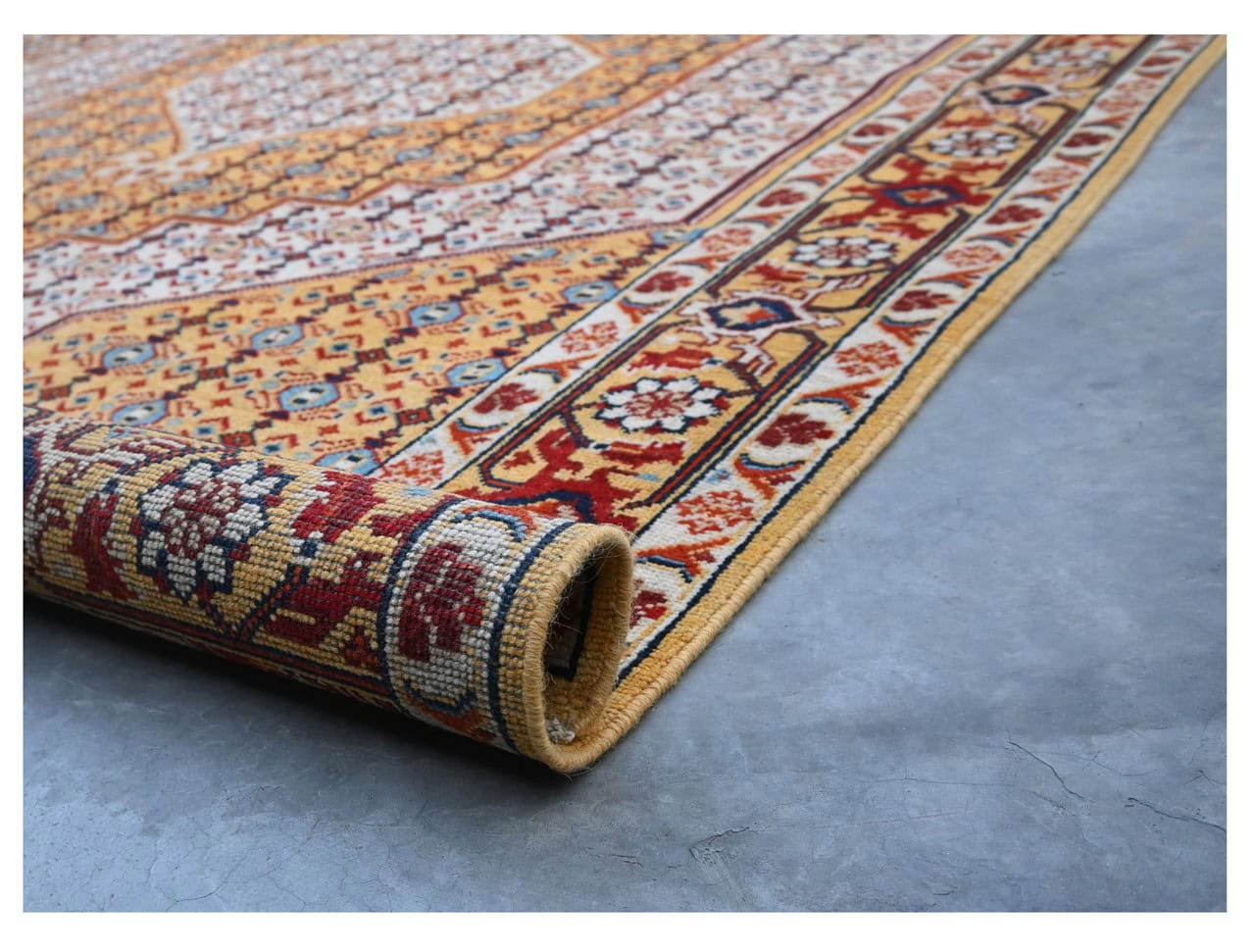 Classic Kazak carpet, Yellow, handmade, 241x172cm