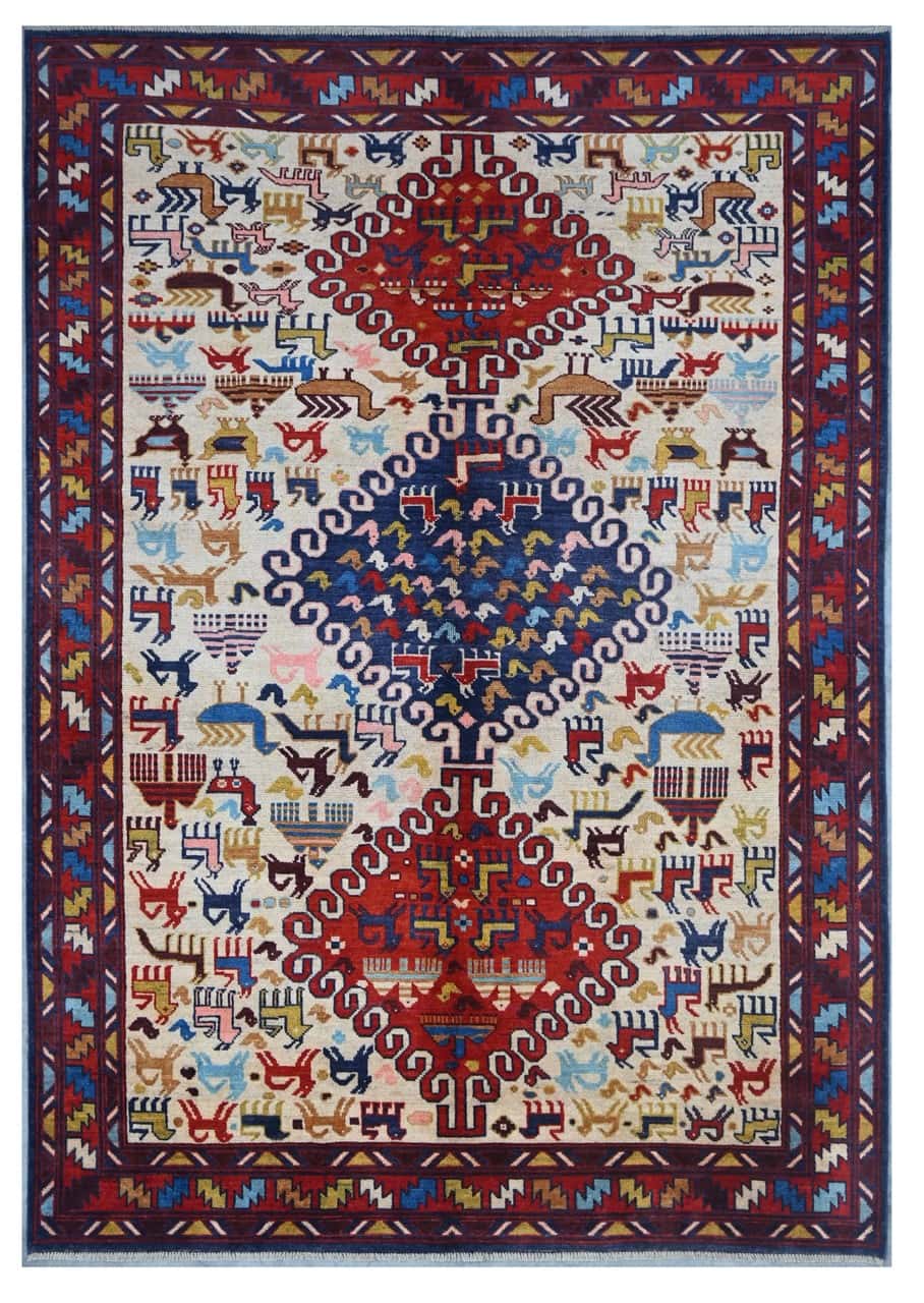 Classic Kazak carpet, Multi, handmade, 246x171cm