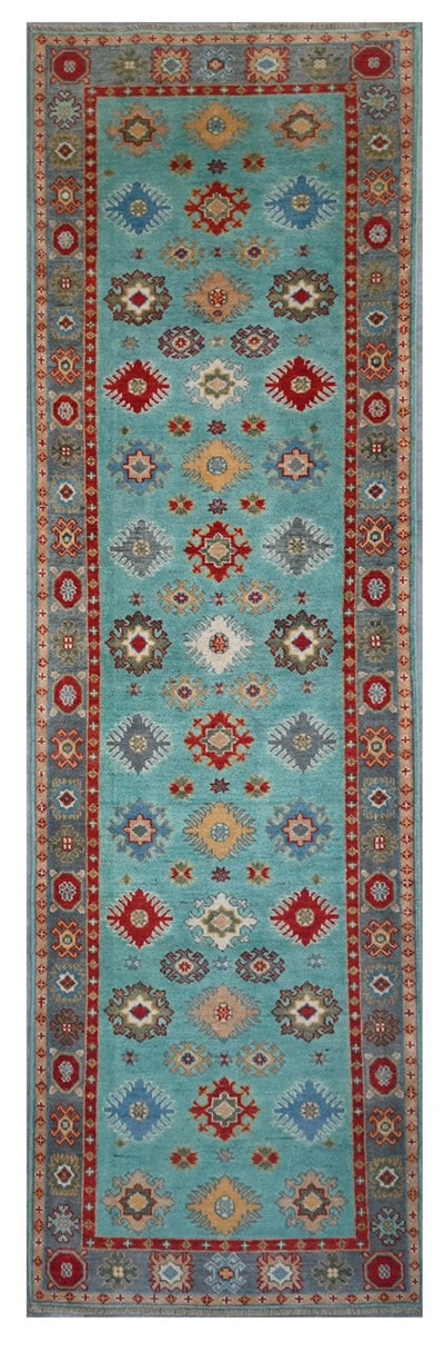 Classic Kazak runner rug, Multi, handmade, 286x77cm