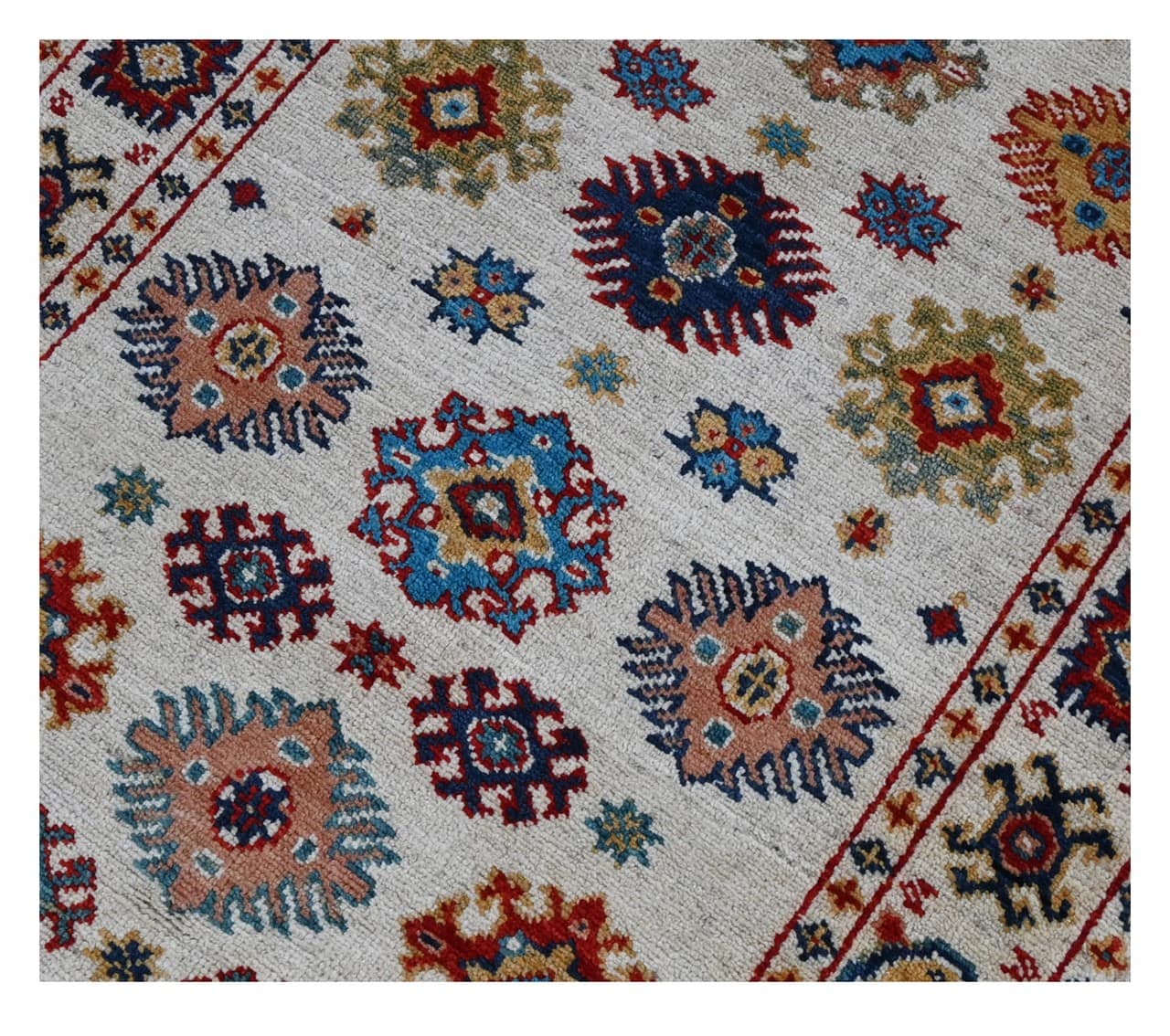 Tappeto Passatoia Kazak Classico, Multicolore, fatto a mano, 293x80cm