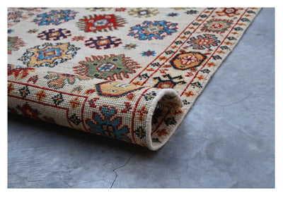 Tappeto Passatoia Kazak Classico, Multicolore, fatto a mano, 293x80cm - CarpetLiving