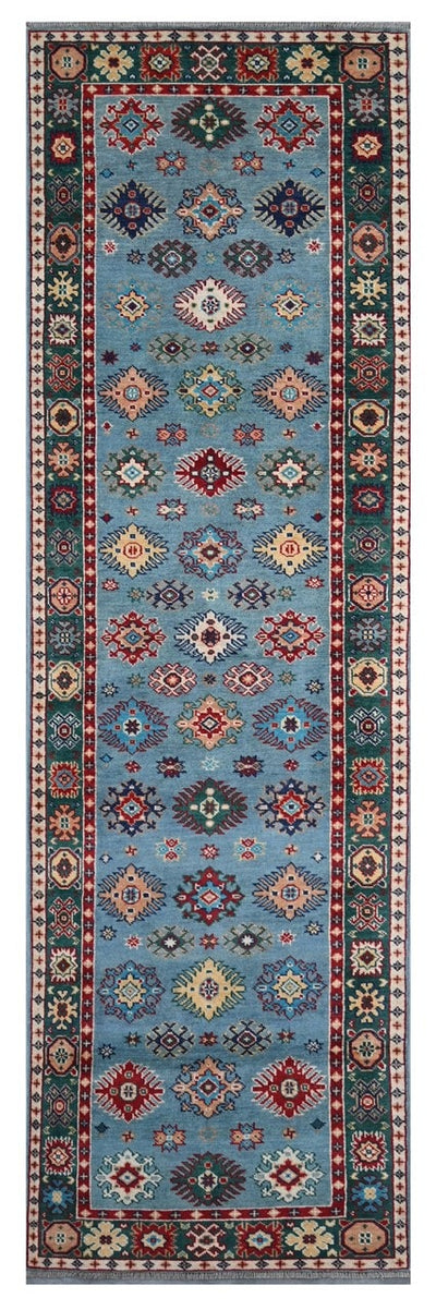 Tappeto Passatoia Kazak Classico, Multicolore, fatto a mano, 297x79cm - CarpetLiving