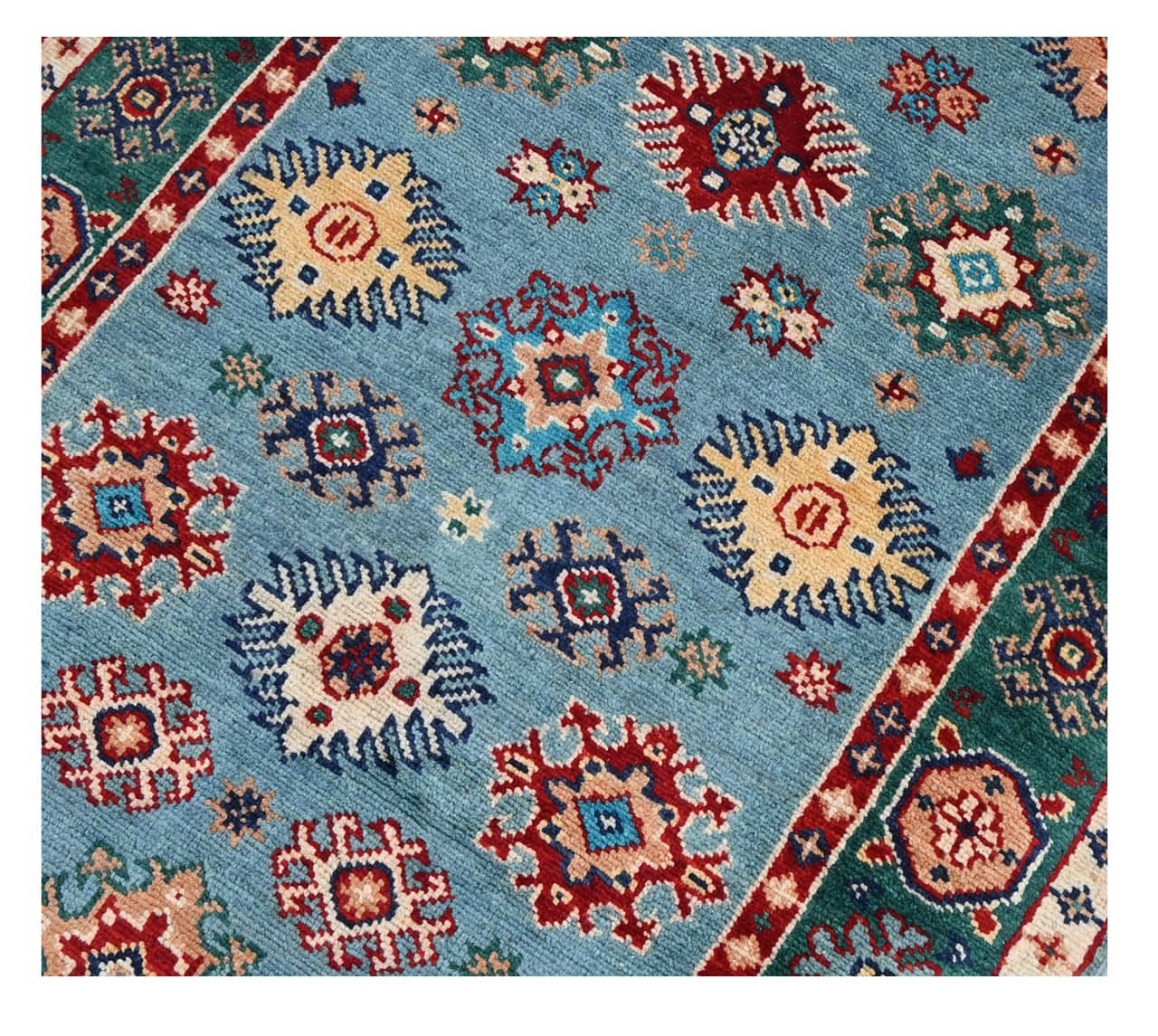 Tappeto Passatoia Kazak Classico, Multicolore, fatto a mano, 297x79cm