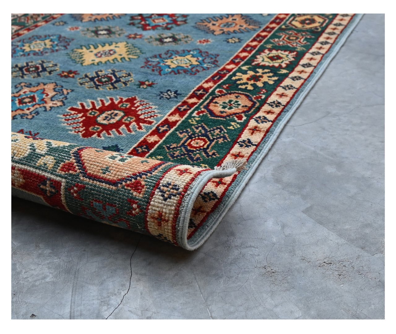 Tappeto Passatoia Kazak Classico, Multicolore, fatto a mano, 297x79cm
