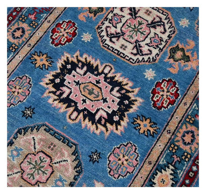 Tappeto Passatoia Kazak Classico, Multicolore, fatto a mano, 309x79cm