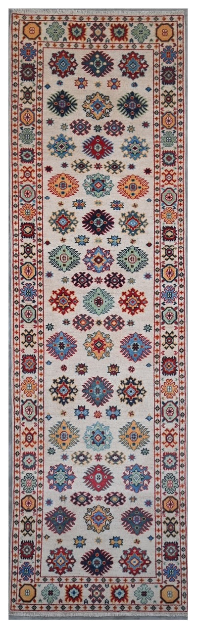 Classic Kazak runner rug, Multi, handmade, 299x79cm