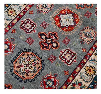 Tappeto Passatoia Kazak Classico, Multicolore, fatto a mano, 303x80cm