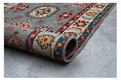 Tappeto Passatoia Kazak Classico, Multicolore, fatto a mano, 303x80cm - CarpetLiving