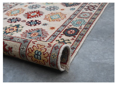 Tappeto Passatoia Kazak Classico, Multicolore, fatto a mano, 303x80cm - CarpetLiving