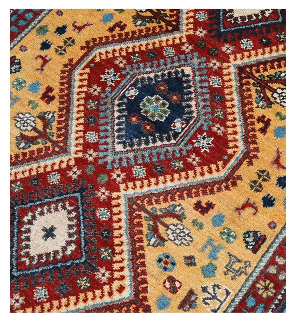 Tappeto Passatoia Kazak Classico, Multicolore, fatto a mano, 346x88cm