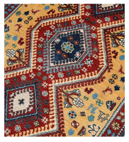 Tappeto Passatoia Kazak Classico, Multicolore, fatto a mano, 346x88cm