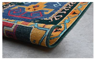 Tappeto Passatoia Kazak Classico, Multicolore, fatto a mano, 295x80cm - CarpetLiving