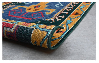Tappeto Passatoia Kazak Classico, Multicolore, fatto a mano, 295x80cm