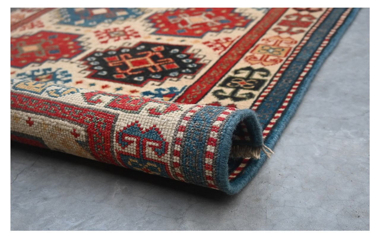 Tappeto Passatoia Kazak Classico, Multicolore, fatto a mano, 296x79cm