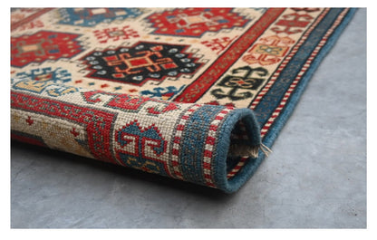 Tappeto Passatoia Kazak Classico, Multicolore, fatto a mano, 296x79cm
