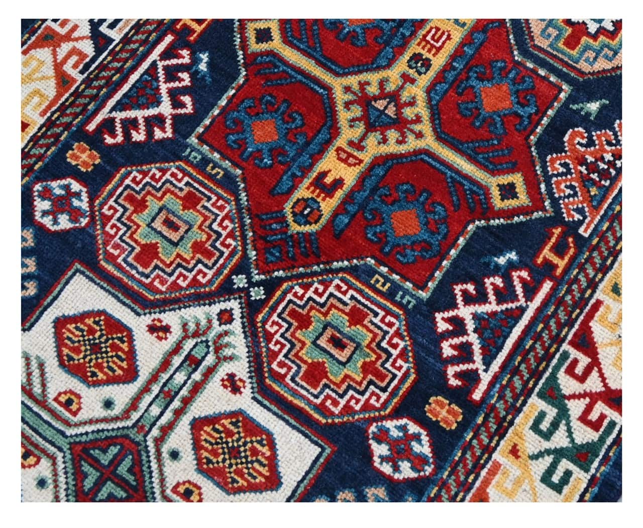 Tappeto Passatoia Kazak Classico, Multicolore, fatto a mano, 303x78cm