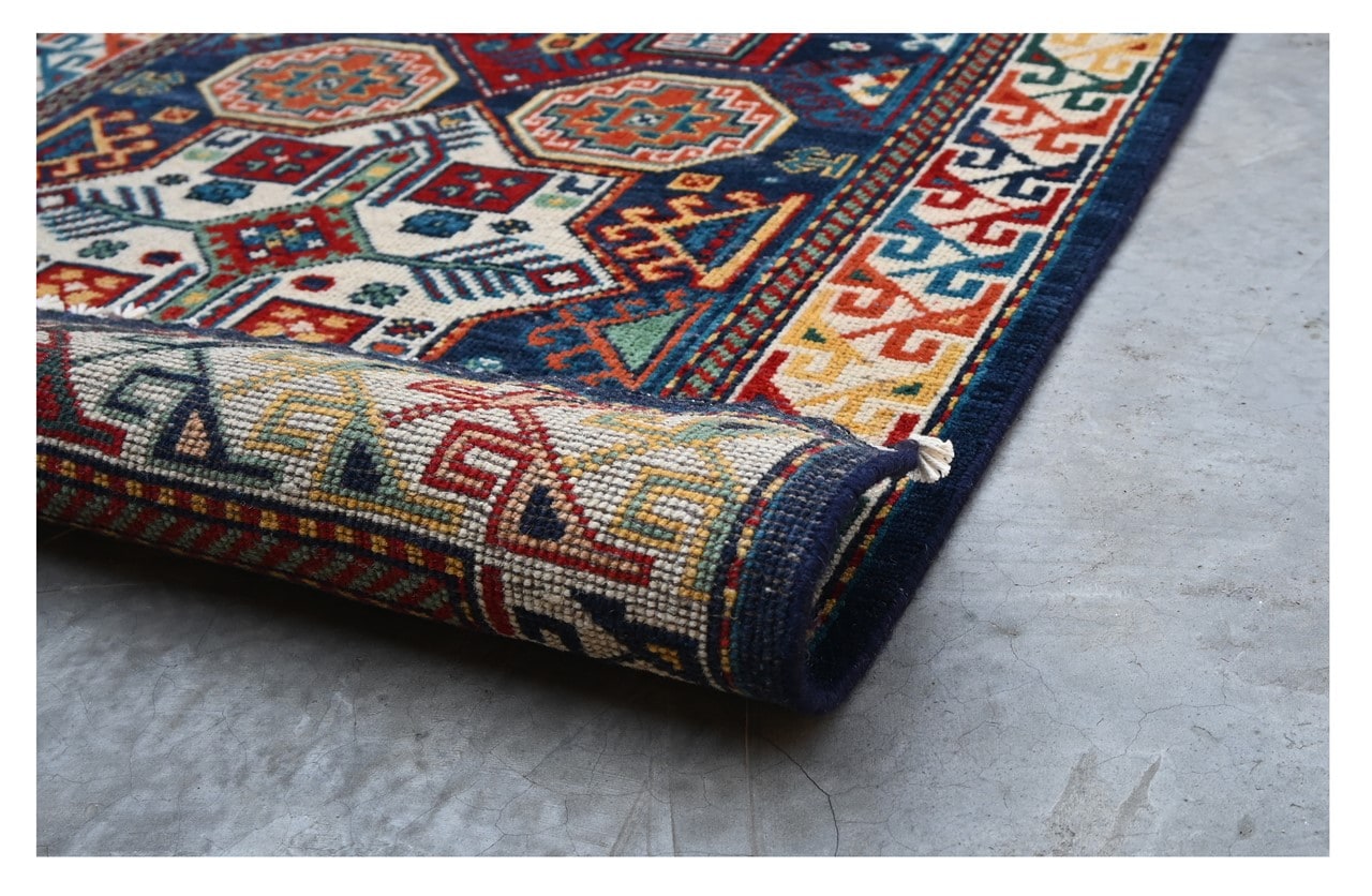 Tappeto Passatoia Kazak Classico, Multicolore, fatto a mano, 303x78cm