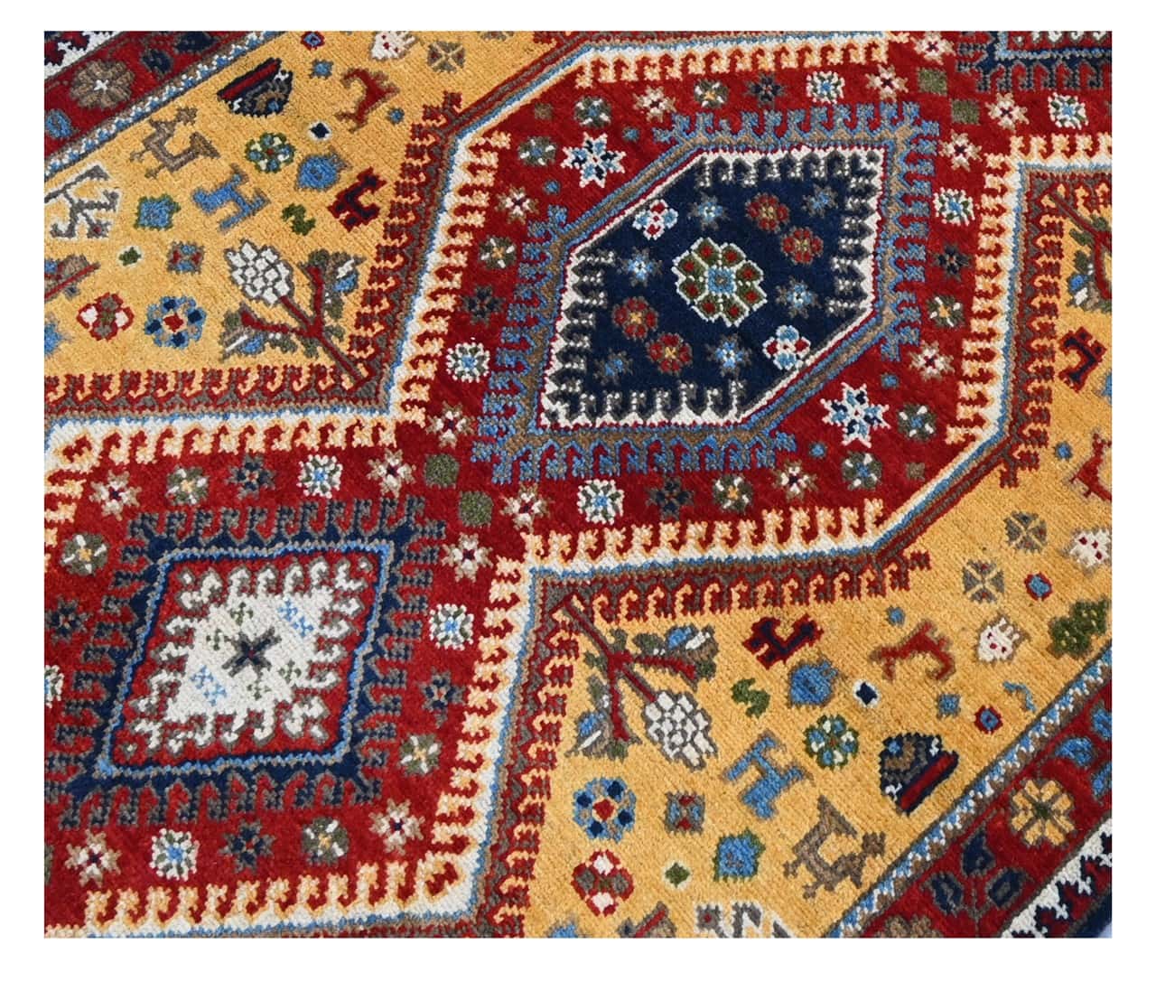 Tappeto Passatoia Kazak Classico, Multicolore, fatto a mano, 402x87cm