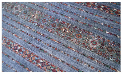 Tappeto Afghan blu in lana, fatto a mano 306x209cm - CarpetLiving